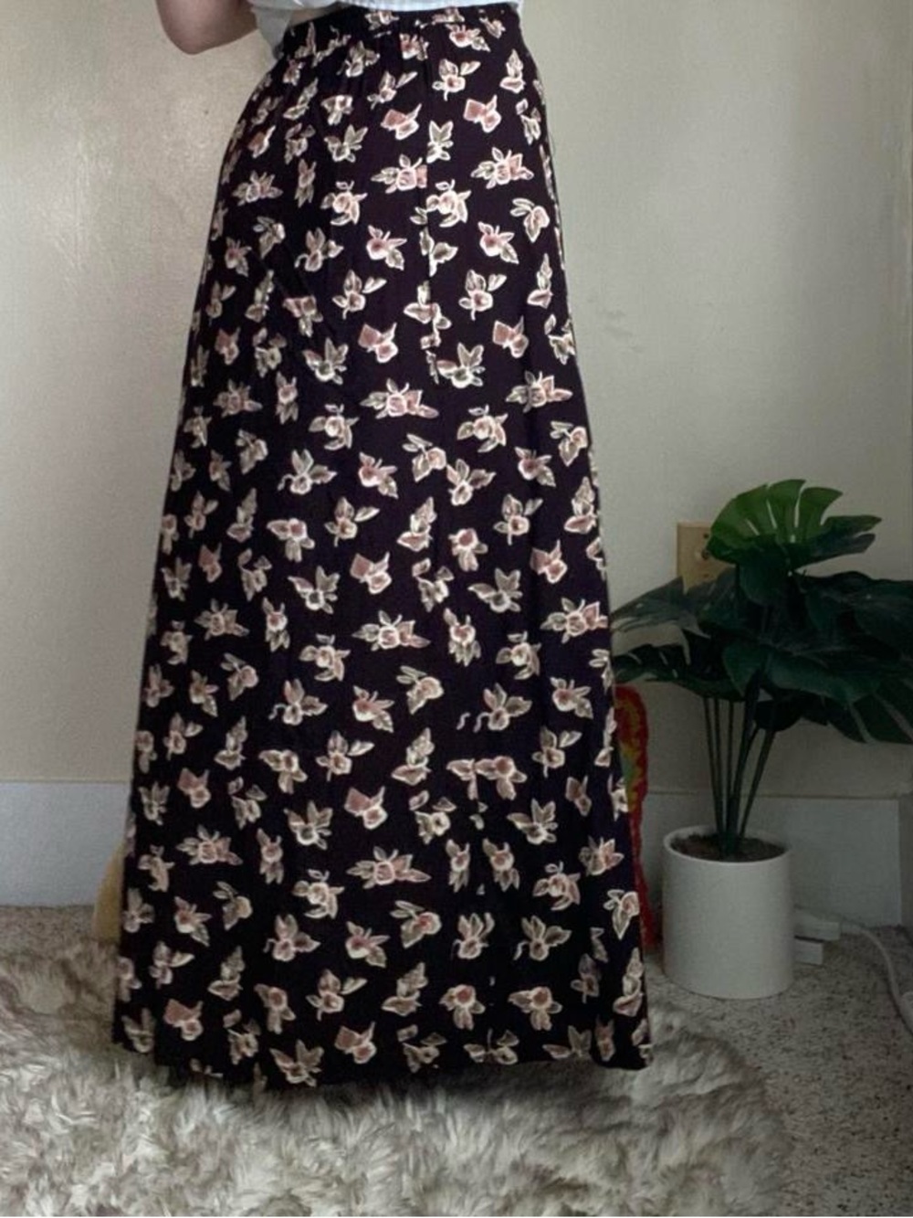 Vintage 90s brown floral maxi skirt - Picture 8 of 8